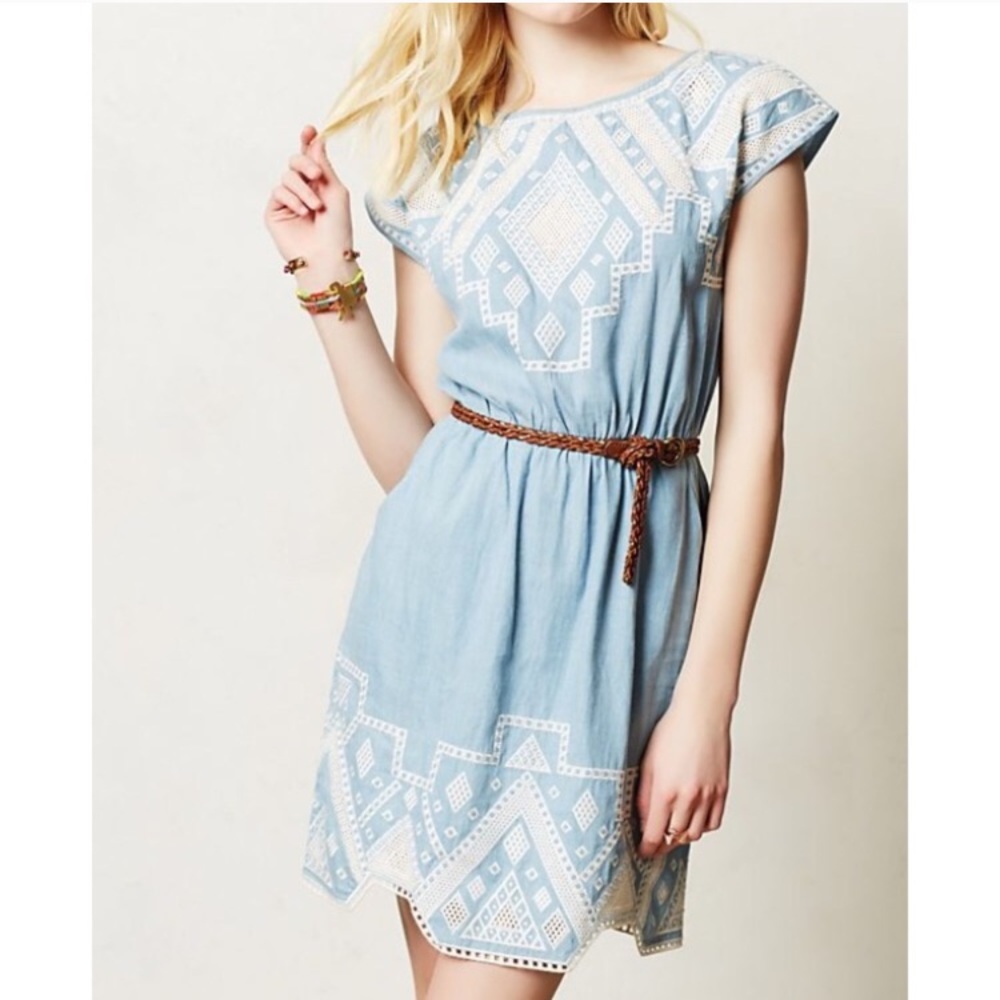 embroidered chambray dress from Anthropologie